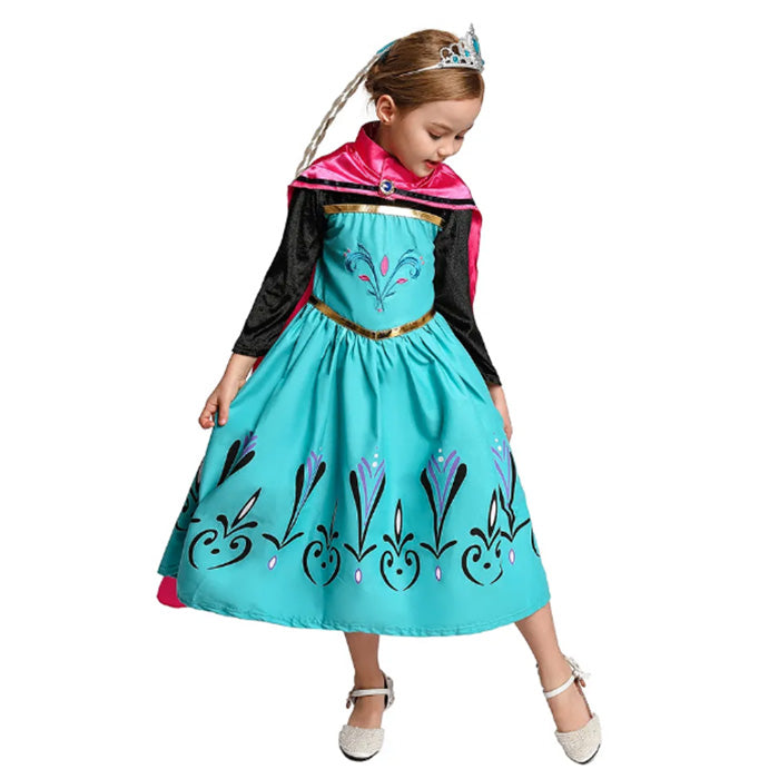 LOBTY Fille Robe de Princesse Elsa avec Accessoires Couronne